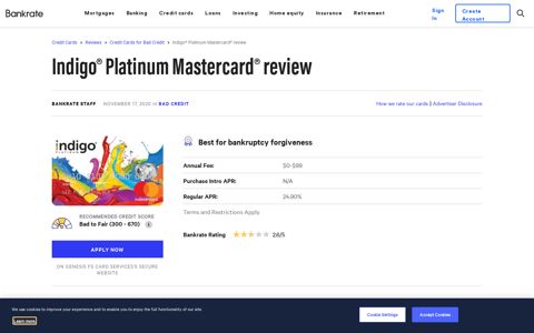 Indigo Platinum Mastercard Review | Bankrate
