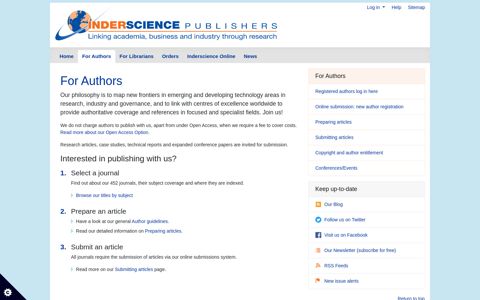 For Authors - Inderscience Publishers - linking academia ...
