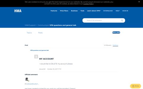 My account – HMA Support