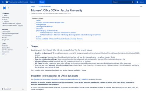 Microsoft Office 365 for Jacobs University - IT - Teamwork at ...