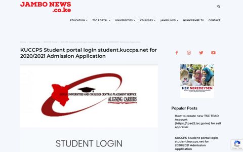 KUCCPS Student portal login student.kuccps.net for 2020 ...