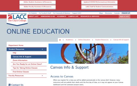 Student Resources - Canvas Info & Support - Los Angeles City ...