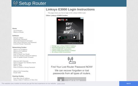 How to Login to the Linksys E3000 - SetupRouter
