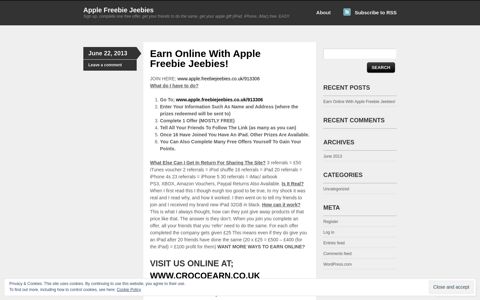 Apple Freebie Jeebies | Sign up, complete one free offer, get ...