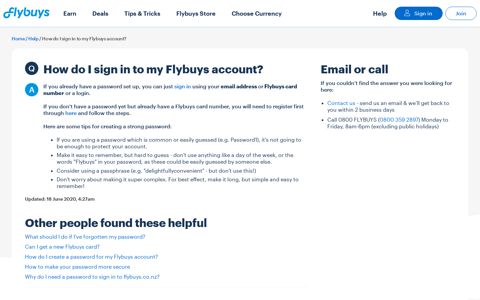 Flybuys FAQs | How do I sign in to my Flybuys account?