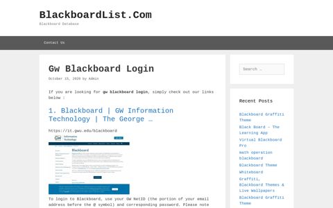 Gw Blackboard Login - BlackboardList.Com