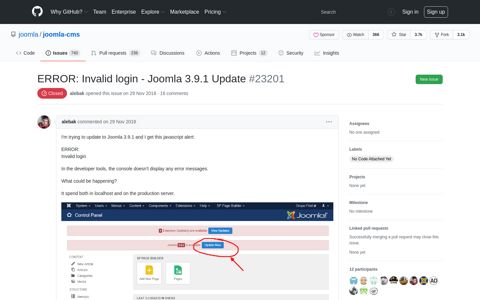 ERROR: Invalid login - Joomla 3.9.1 Update · Issue #23201 ...