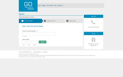 Register - GO Business MasterCard Online Service Centre