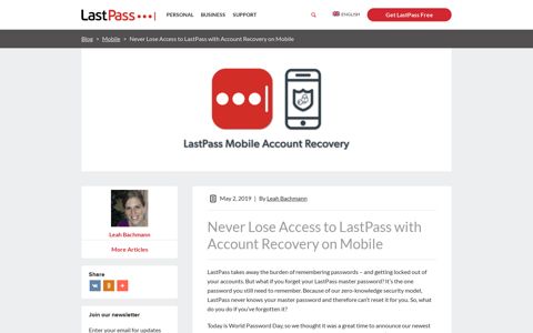 Never Lose Access to LastPass with Account Recovery on ...