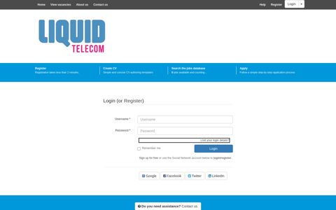 Login | Liquid Telecom