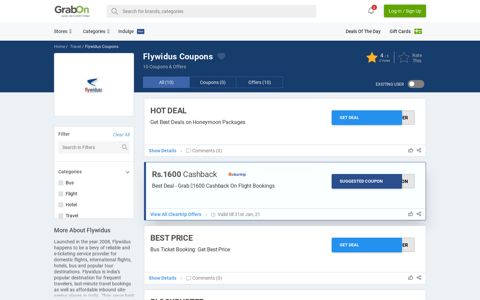 Flywidus Coupons, Offers: Rs 1000 Discount Codes ... - GrabOn
