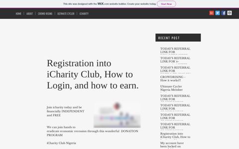 Registration into iCharity Club, How to Login, and how to earn.