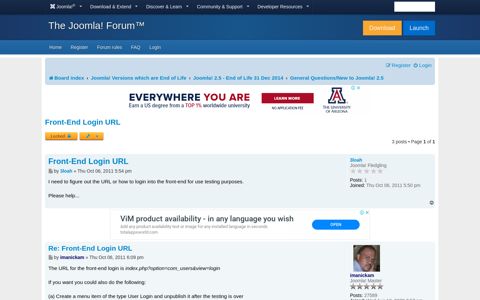 Front-End Login URL - Joomla! Forum - community, help and ...