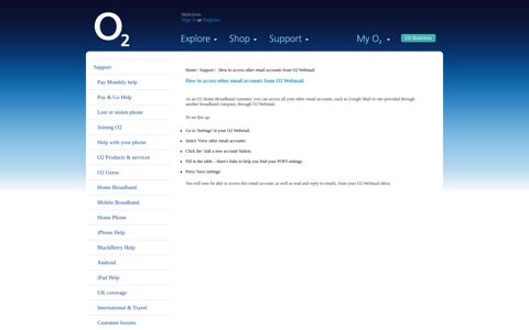 How to access other email accounts from O2 Webmail - Help