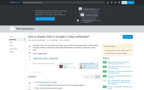 How to disable SMS in Google's 2-step verification? - Web ...
