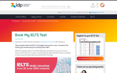 IELTS Booking - Book Your Test Online | IDP Singapore