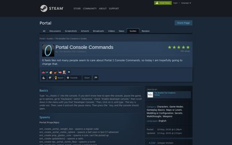 Guide :: Portal Console Commands - Steam Community