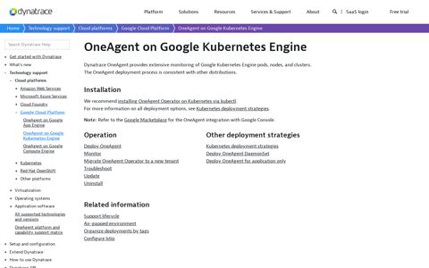 OneAgent on Google Kubernetes Engine | Dynatrace Help
