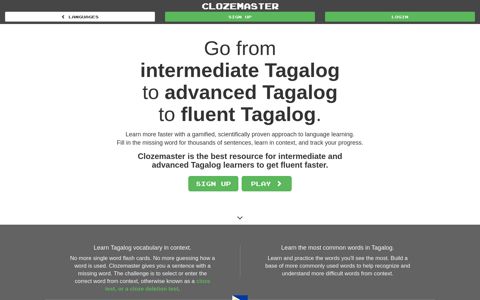 Learn Tagalog faster. Play for free. - Clozemaster