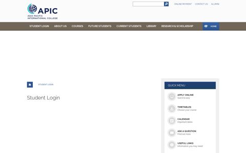 Student Login | APIC Website - Asia Pacific International College