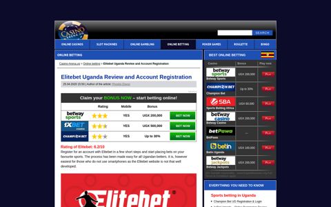 Elitebet Uganda Review and Account Registration - Casino ...