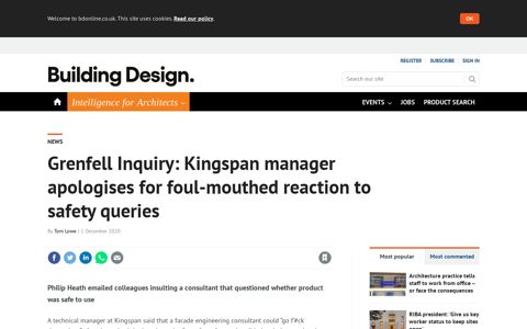 Grenfell Inquiry: Kingspan manager apologises for foul ...
