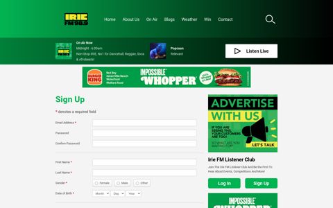 Sign Up - IRIE FM