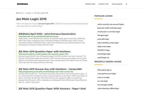 Jee Main Login 2015 ❤️ One Click Access - iLoveLogin