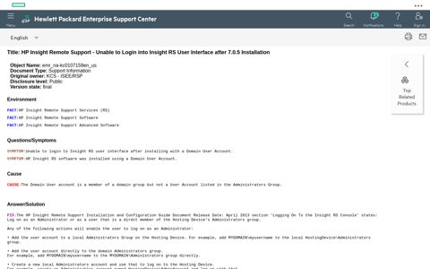 HP Insight Remote Support - Unable to Login into Insight RS ...