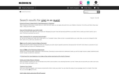 Search results for sign in as guest - Find Answers - Kohl's