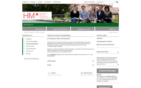 E-Mail / Exchange - Hochschule München - Zentrale IT