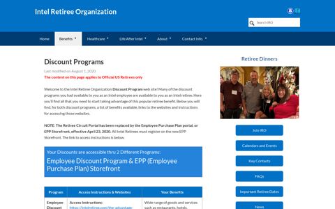 Discount Programs - Intel Retiree Organization