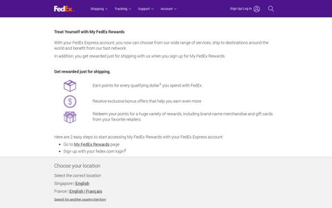 Get reward for Shipping FedEx Singapore