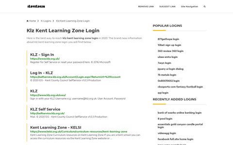 Klz Kent Learning Zone Login ❤️ One Click Access - iLoveLogin