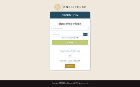License Holder Login - One License