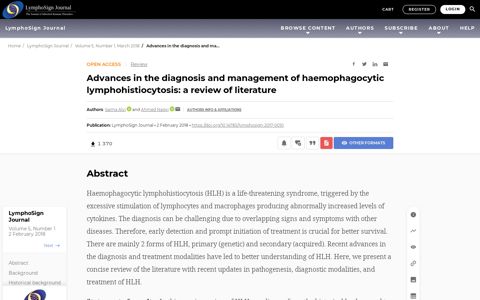 Advances in the diagnosis and management of ...