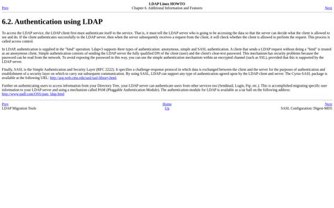 Authentication using LDAP