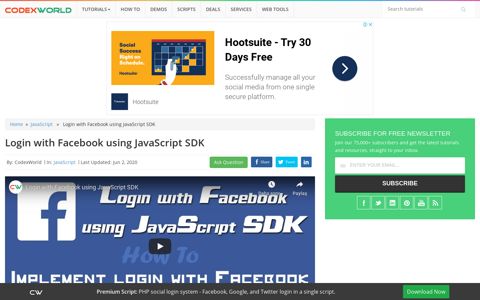 Login with Facebook using JavaScript SDK - CodexWorld
