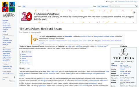 The Leela Palaces, Hotels and Resorts - Wikipedia