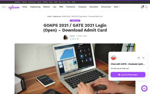 GATE 2021 Login (Available) - Access GOAPS Candidate ...