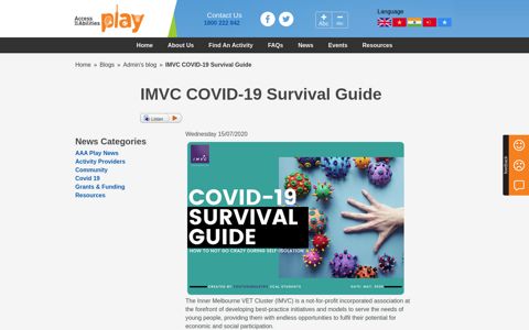 IMVC COVID-19 Survival Guide | Access for All Abilities