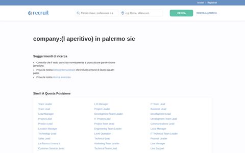 L Aperitivo Lavori In Palermo Sic | Recruit.net