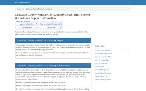 Lancaster County Natural Gas Authority Login, Bill Payment ...