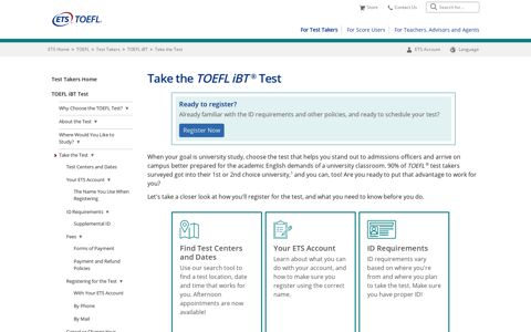 Take the TOEFL iBT Test (For Test Takers) - ETS