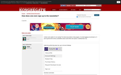 How does one even sign up to the newsletter? - Kongregate