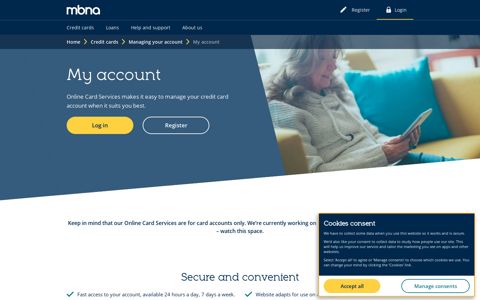 My Account - Login | Credit Cards | MBNA