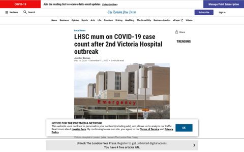 LHSC mum on COVID-19 case count after 2nd Victoria Hospital