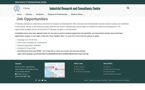 Job Opportunities | Industrial Research and Consultancy Centre