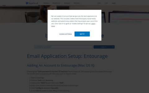 Email Application Setup: Entourage | Bluehost Support