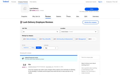 Working at Lash Delivery: Employee Reviews | Indeed.com